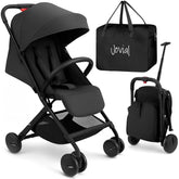 JOVIAL travel stroller one hand fold in action for quick setup.