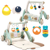 Jovow 2-in-1 baby gym with walker front view showing adjustable height for safe walking