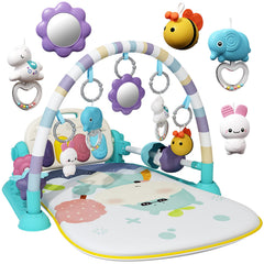Jovow baby gym arch and piano in green engages babies during tummy time