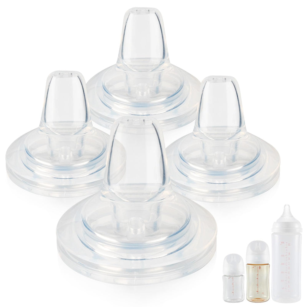 Joyfeed sippy spout nipples on Pigeon bottles offer a leak-free transition.