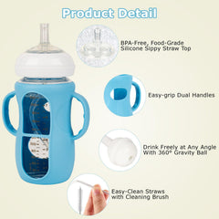 Joyfeed weighted straw allows sipping from any angle for on the go feeding.
