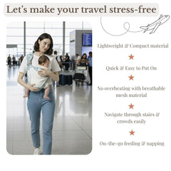 JOYFUL.BABY&CO tropical-blue sling worn on hip for hands-free toddler travel.