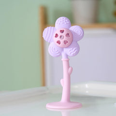 Joyfulia Sunnyflower teether with rattle sound supports sensory play and calm moments.