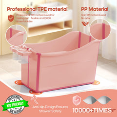 Joyingbaby bath tub with thermometer feature checks water temperature.