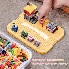Joyingbaby building-plates lid design provides a reusable play surface for creativity.
