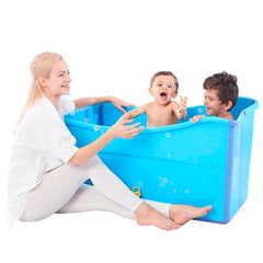 joyingbaby large foldable bathtub folded for compact storage and travel convenience