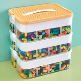 Joyingbaby toys organizer with lemon color shows stackable three-layer design for easy sorting.