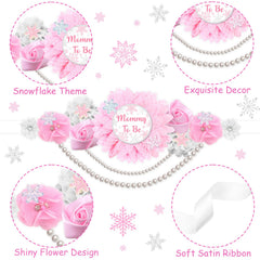 JOYMEMO close-up of rhinestone-embellished sash highlights festive winter detail