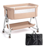 JOYMOR 3-in-1 bassinet beige standalone view for newborn sleep and portability.