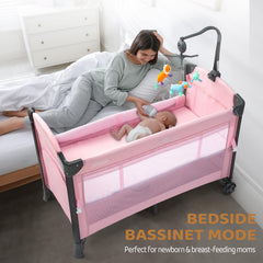 JOYMOR playpen bassinet convertible use grows with baby from newborn to toddler