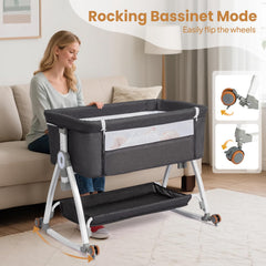 JOYMOR rocking mode demonstrates gentle motion to soothe a sleeping baby.
