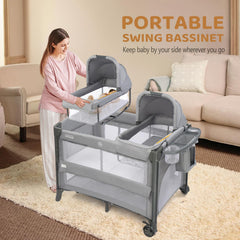 JOYMOR Twin Bassinet rock-a-bye portable bassinets for indoor and outdoor use
