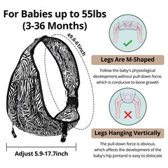 JOYNCLEON zebra sling displays M-position seating for hip comfort