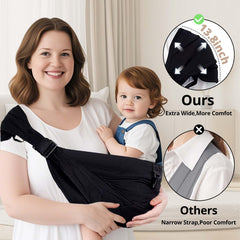 JOYNCLEON Plus-Size Baby Sling supports up to 45 lbs for extended-use versatility.