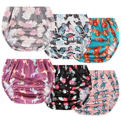 Joyo Roy 6pcs diaper covers for girls, front view, waterproof protection for potty training.