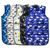 Joyo Roy mess-proof baby bib on a toddler during meals for less cleanup.