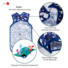 Joyo Roy spill-proof bib with food catcher catching crumbs during messy meals.