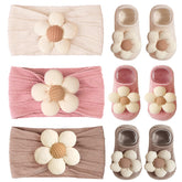JOYOYO three-pack baby headbands closeup shows soft nylon comfort for newborn heads