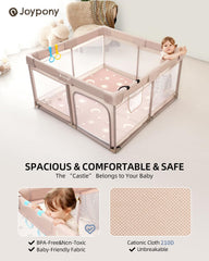 Joypony baby playpen mesh side 360-view enhances visibility for attentive supervision