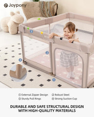 Joypony baby playpen spacious 50x50 area supports crawling, tummy time, and independent play