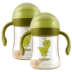 Joypony sippy cup green anti-spill lid enables mess-free sipping on the go
