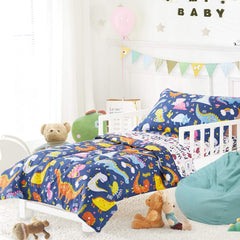 Joyreap dinosaur bedding comforter close-up showing soft microfiber and vibrant colors