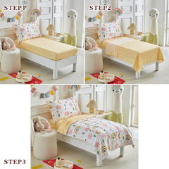 Joyreap toddler bedding flat sheet highlights full-size fit for standard toddler beds