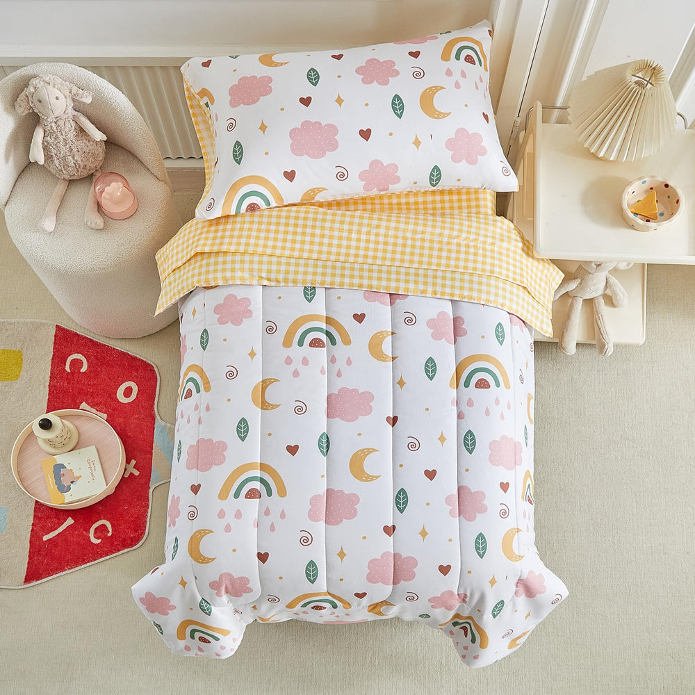 Joyreap toddler bedding pink clouds comforter promotes soft, cozy sleep