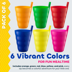 JoyServe Kids Cups neon colors front view shows vibrant mealtime options.