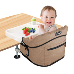 JOZZVE clip-on high chair folded storage shows compact travel-ready design