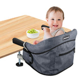 JOZZVE Hook On High Chair clip-on attachment for secure dining on most tables while traveling.