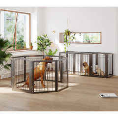 JSB dog gate with anti-scratch foot pads protects floors.