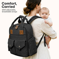 JSTPRO Diaper Bag Backpack folding changing pad for easy diaper changes anywhere