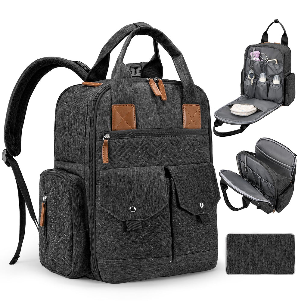 JSTPRO Diaper Bag Backpack front view showing spacious storage for baby essentials