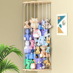Jtksfcl stuffed animal storage in wood corner keeps toys neatly organized.