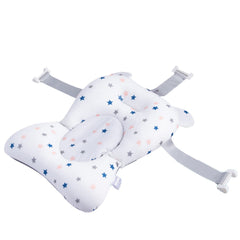Juaugusep baby bath cushion white star top view secures newborn bath.