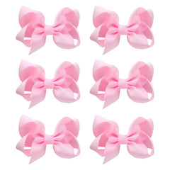 JUCCPUL pink grosgrain hair bows with clip for secure toddler styling