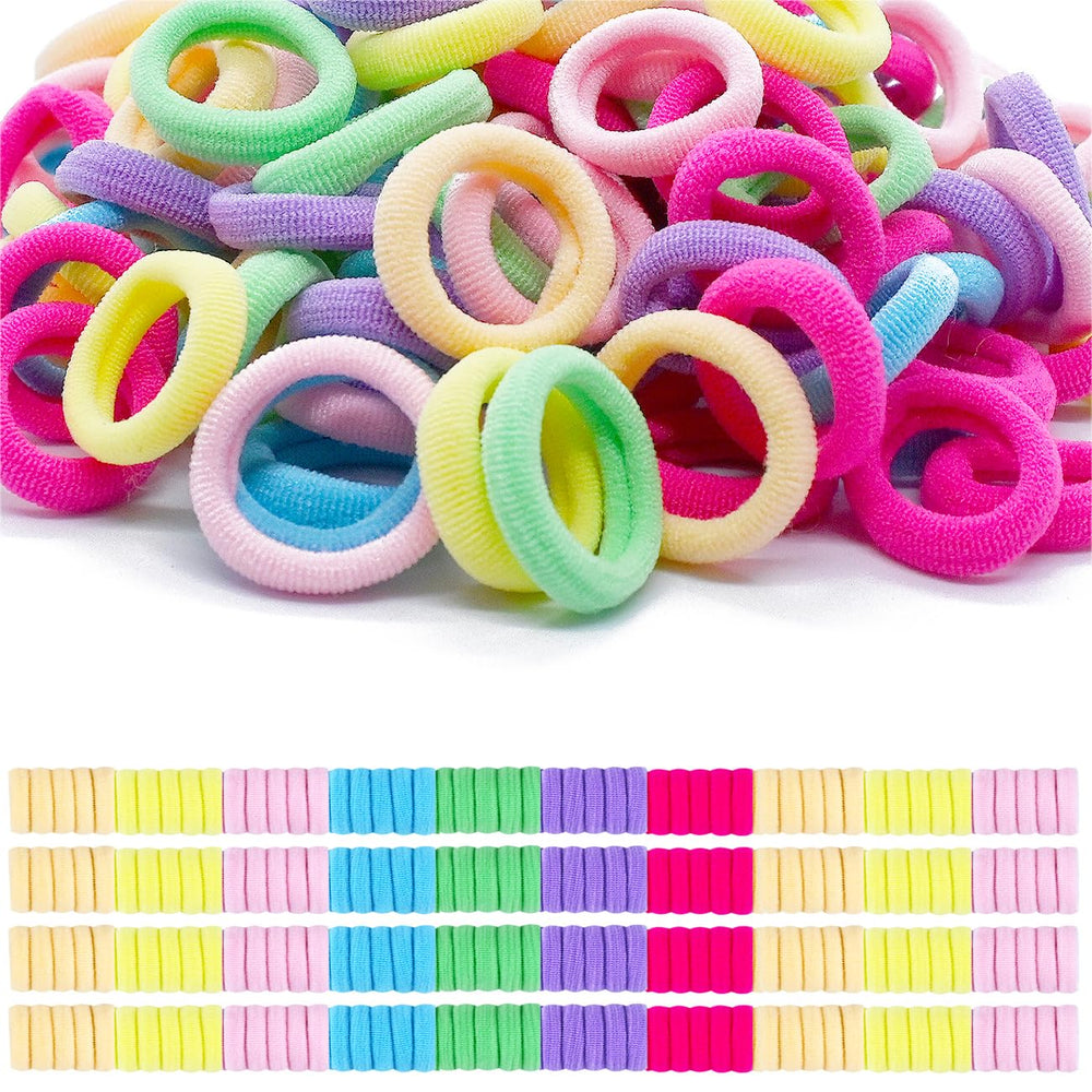 JUCCPUL baby hair ties multicolor closeup showing gentle elasticity for delicate hair