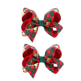 JUCCPUL Christmas bow elk plaid on red-green ribbon adds festive toddler hair decor