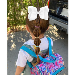 JUCCPUL grosgrain ribbon white bow ideal for pigtails and braids.