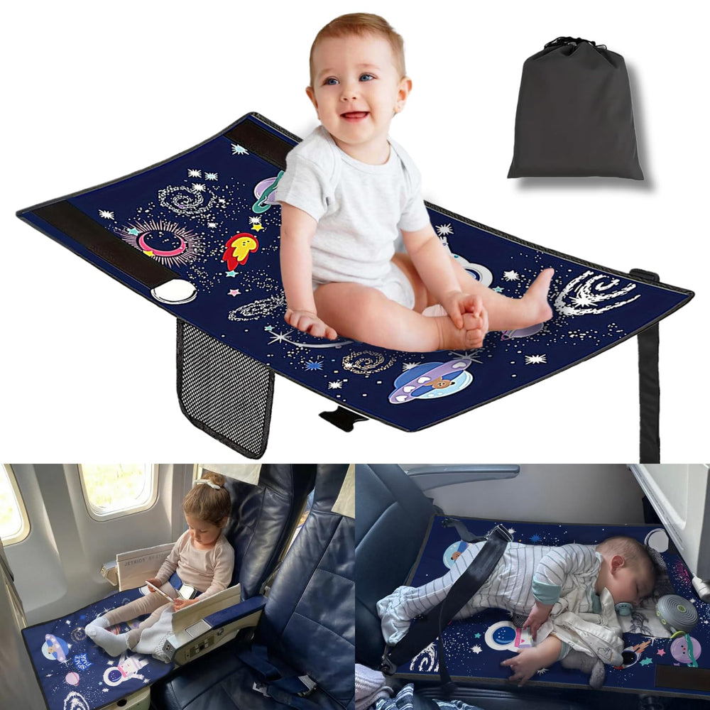 JUELWRY non-inflatable toddler airplane bed in blue provides a cozy rest for flights