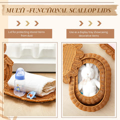 Juexica rattan basket nursery storage, compact size fits changing table essentials.