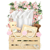 Juexica wooden baby shower crate with handle for easy transport and display