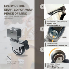 Juglok 4-pack heavy-duty wheels assembly showcases easy installation on chair