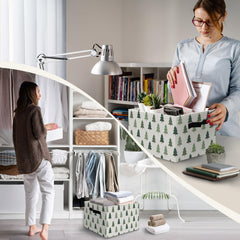 JUIOEIU green Christmas tree basket with handles, ideal for dorm room organization