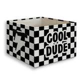 JUIOEIU Cool Dude bin in a checkered black and white pattern enhances bedroom storage.