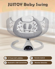 JUITOY electric baby swing gray adjustable speed for soothing motion