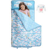 Juju Goods Juju Blue Kawaii Nap Mat front view offers playful comfort for nap time.