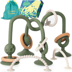 Jumble Dream Jangle suction-high-chair image shows secure attachment for mealtimes.