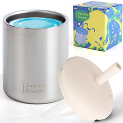 Jumble Dream toddler cup with double-wall insulation keeps drinks cool longer.